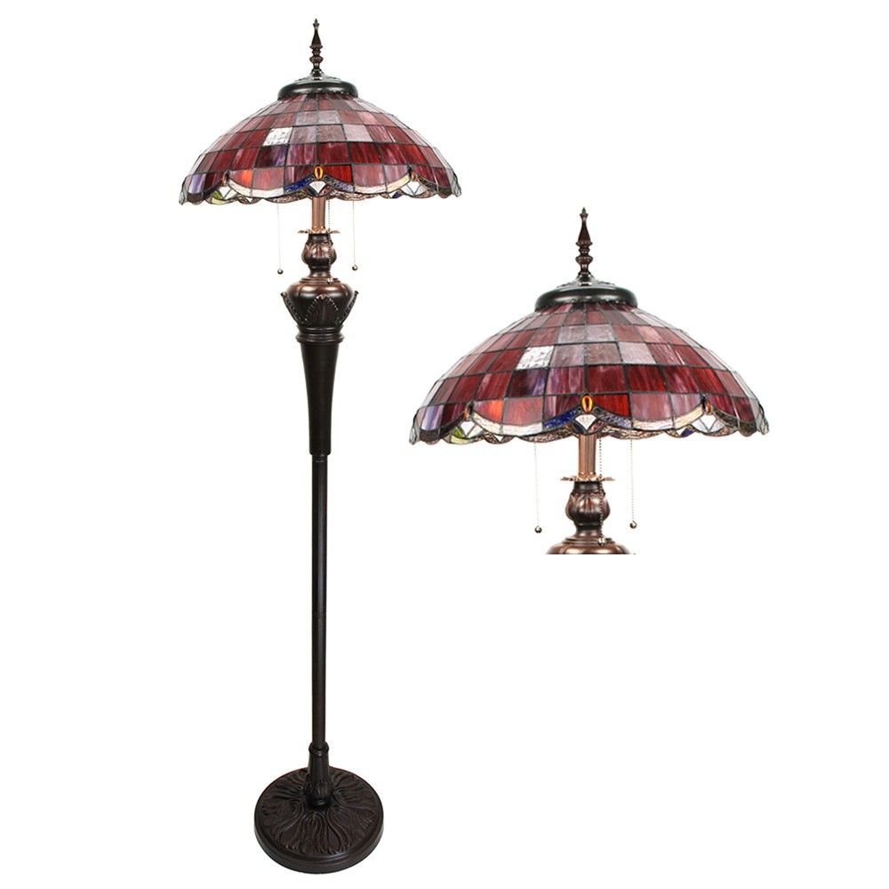 Stojací lampa Tiffany Reddo - Ø 51*166 cm E27/max 3*60W Clayre & Eef - LaHome - vintage dekorace
