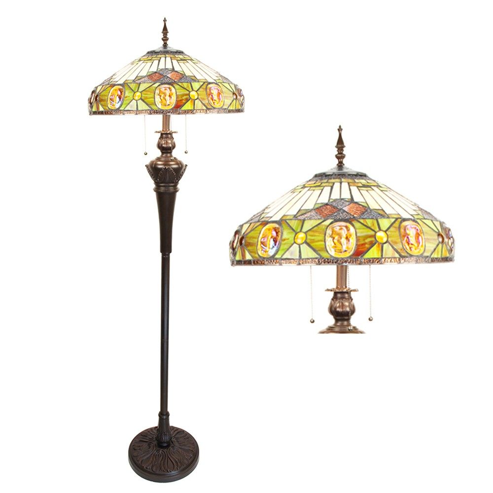 Stojací lampa Tiffany Yellow - Ø 51*166 cm E27/max 3*60W Clayre & Eef - LaHome - vintage dekorace