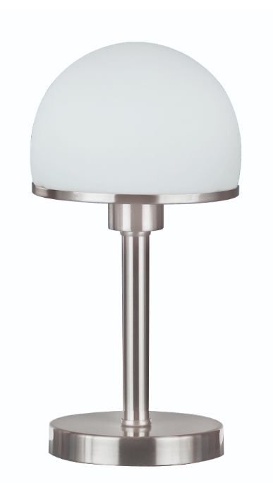 TRIO 592300107 JOOST II dotyková stolní lampička 1xE27 matný nikl/bílá ON/OFF - Svítidla FEIM