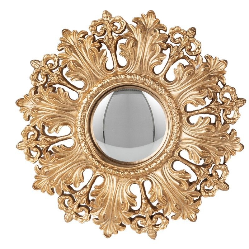 Měděné antik nástěnné vypouklé dekorační zrcadlo - Ø 20*2 cm Clayre & Eef - LaHome - vintage dekorace