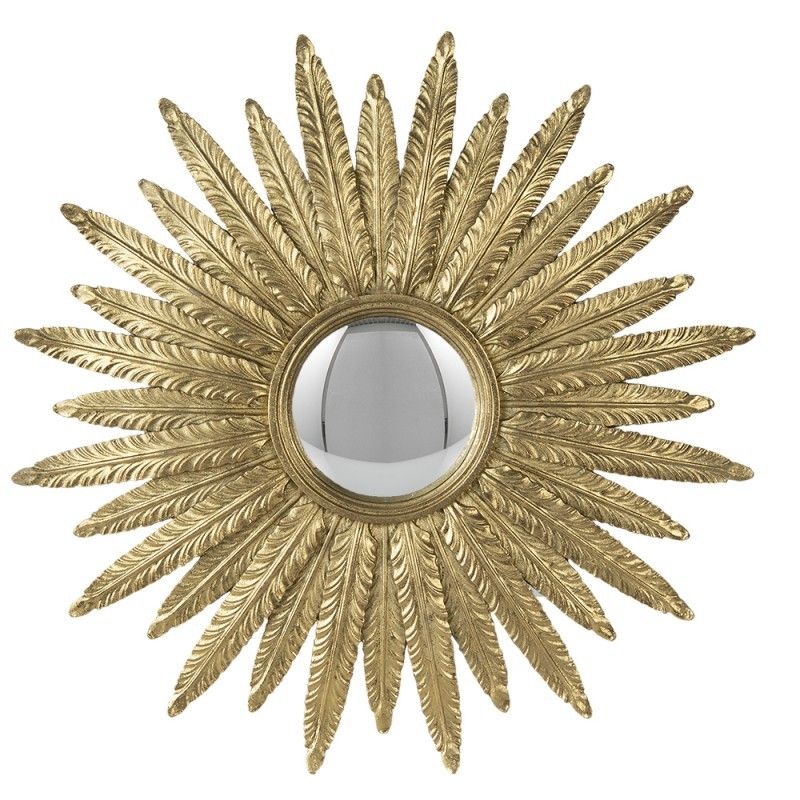 Zlaté antik nástěnné vypouklé dekorační zrcadlo - Ø 38*2 cm Clayre & Eef - LaHome - vintage dekorace