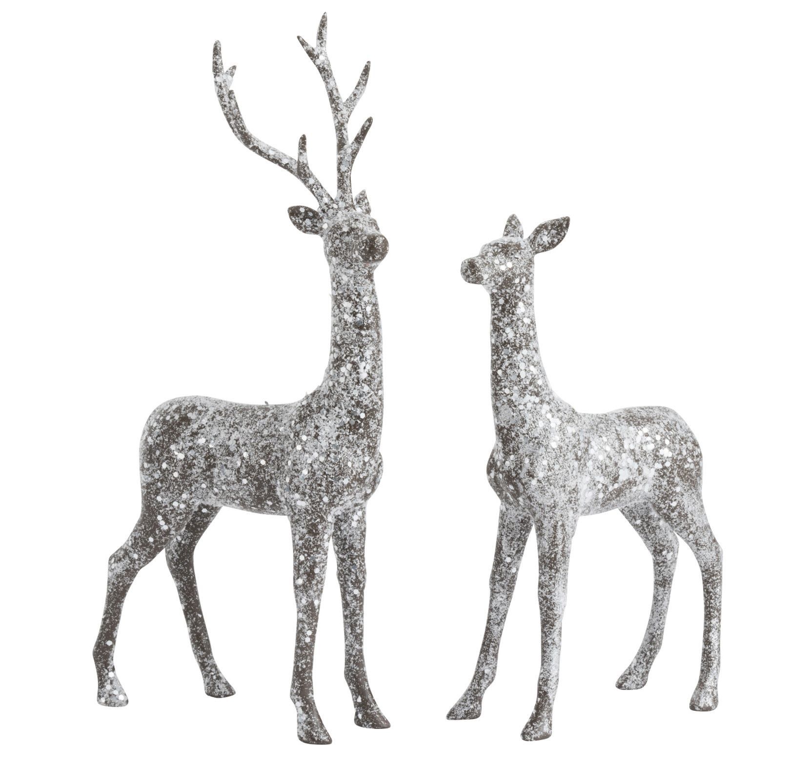 2ks dekorativní soška jelen a laň s glitry - 16*7*37 cm J-Line by Jolipa - LaHome - vintage dekorace