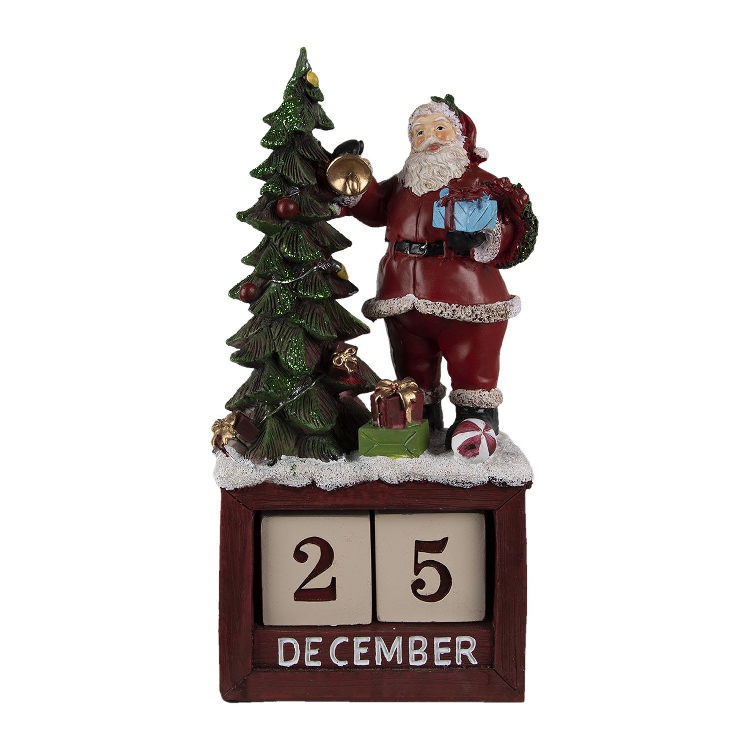 Vánoční kalendář Santa a vánoční stromek - 16*10*34 cm Clayre & Eef - LaHome - vintage dekorace