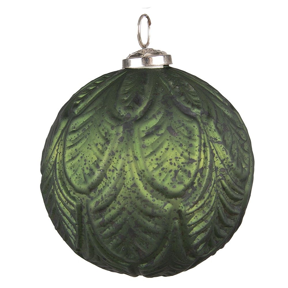 Zelená antik skleněná vánoční ozdoba koule - Ø 12*12 cm Clayre & Eef - LaHome - vintage dekorace
