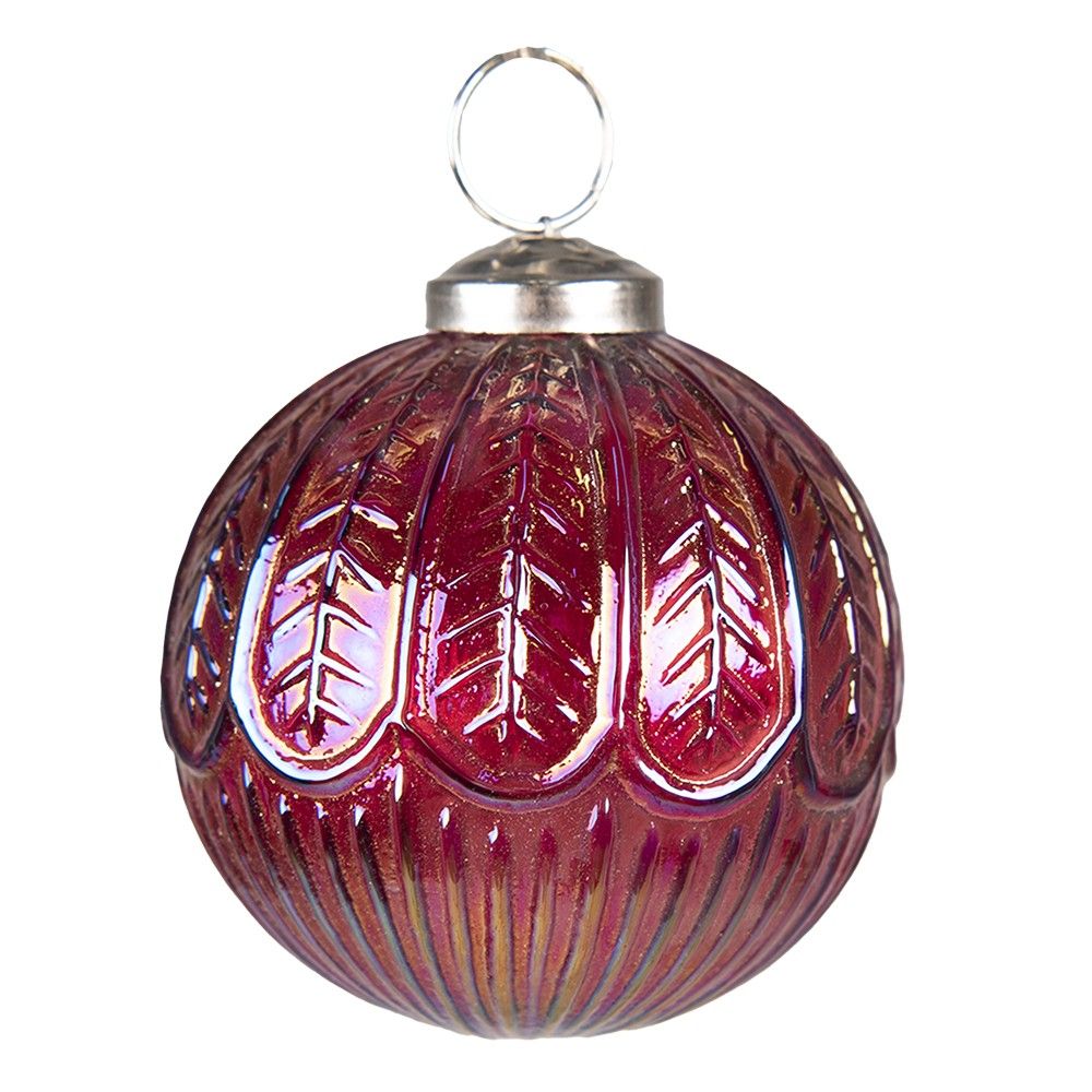 Červená skleněná vánoční ozdoba koule - Ø 7*7 cm Clayre & Eef - LaHome - vintage dekorace