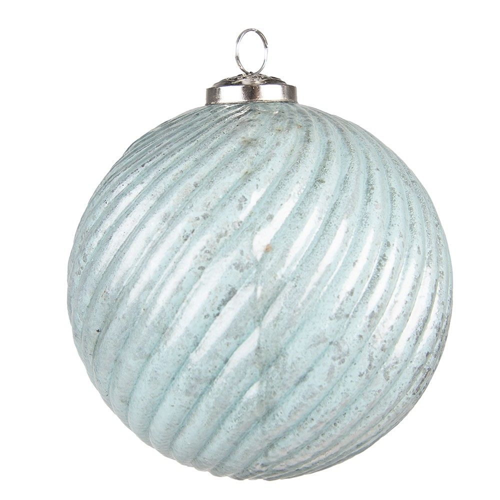 Tyrkysová antik vánoční skleněná ozdoba koule XL - Ø15*15 cm Clayre & Eef - LaHome - vintage dekorace