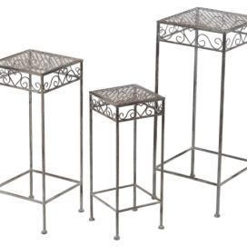 3ks kovový dekorační stolek Heartina - 20*20*50/ 25*25*60/ 30*30*72 cm J-Line by Jolipa