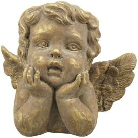 Bronzovo - hnědý antik květináč Anděl s křídly Bronie - 21*16*10 cm Exner
