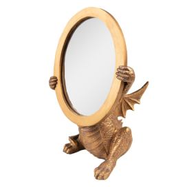 Zlaté antik stolní zrcadlo Drak - 16*13*25 cm Clayre & Eef