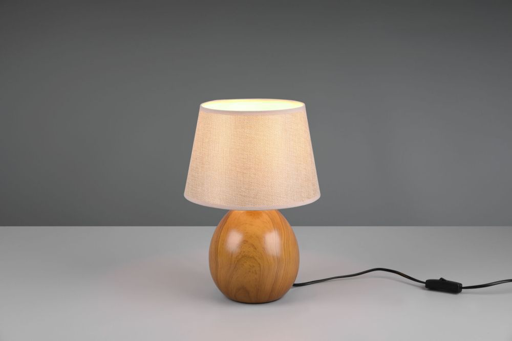 TRIO Reality R50631035 LUXOR stolní lampička V350mm 1xE27 imitace dřeva, béžová - Svítidla FEIM