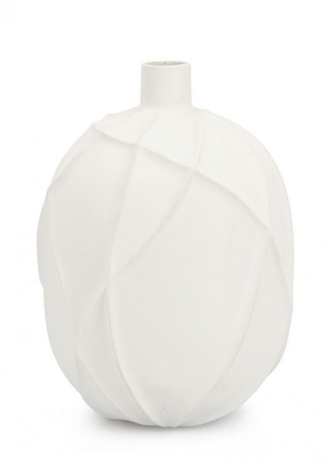BIZZOTTO Bílá keramická váza RIDGED 38cm - iodesign.cz