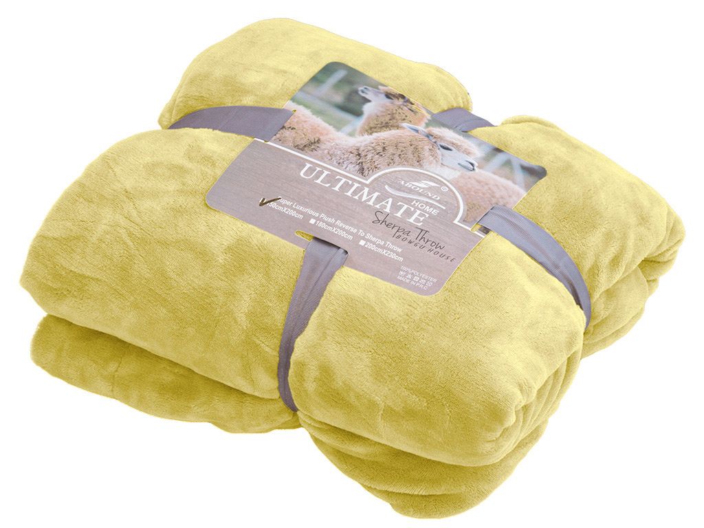 Luxusní žlutá beránková deka z mikroplyše, 150x200 cm - Výprodej Povlečení