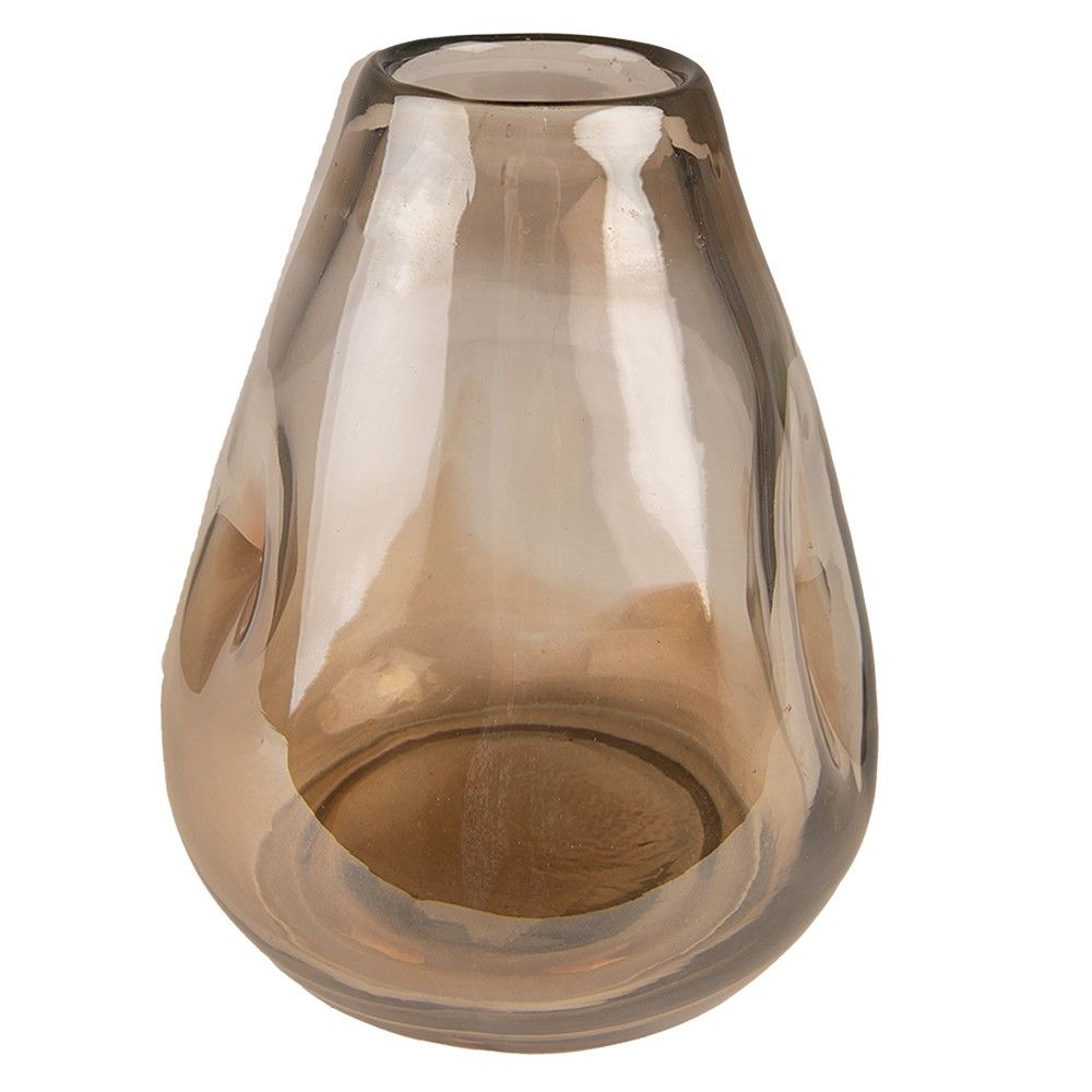 Hnědá ručně foukaná skleněná váza - Ø 13*16 cm Clayre & Eef - LaHome - vintage dekorace