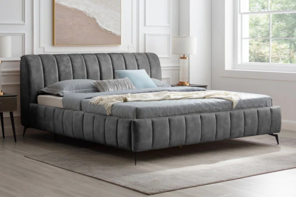 LuxD Designová postel Rotterdam 180 x 200 cm šedý samet - Estilofina-nabytek.cz