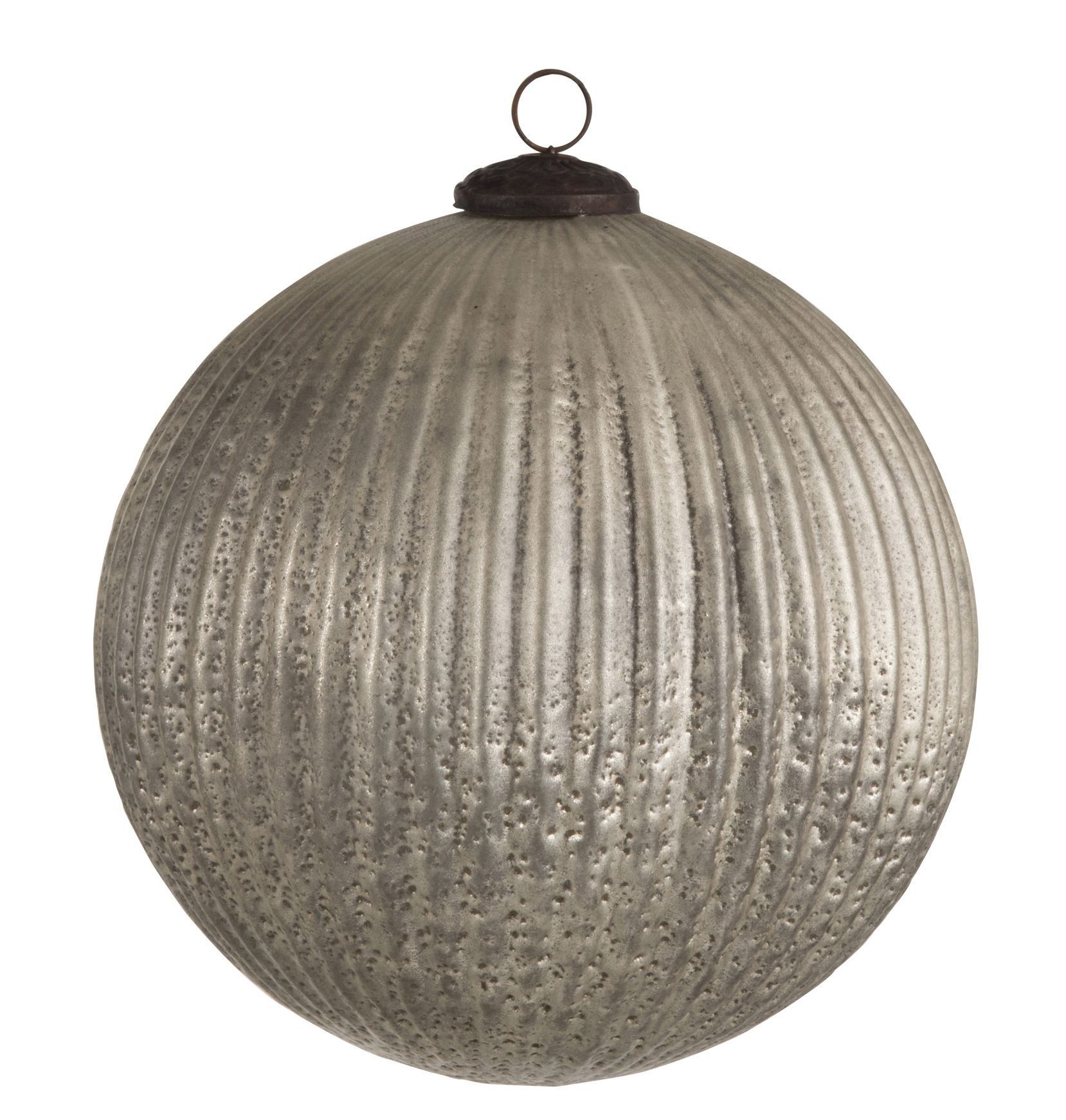 Stříbrná antik skleněná ozdoba koule XL - Ø 20 cm J-Line by Jolipa - LaHome - vintage dekorace