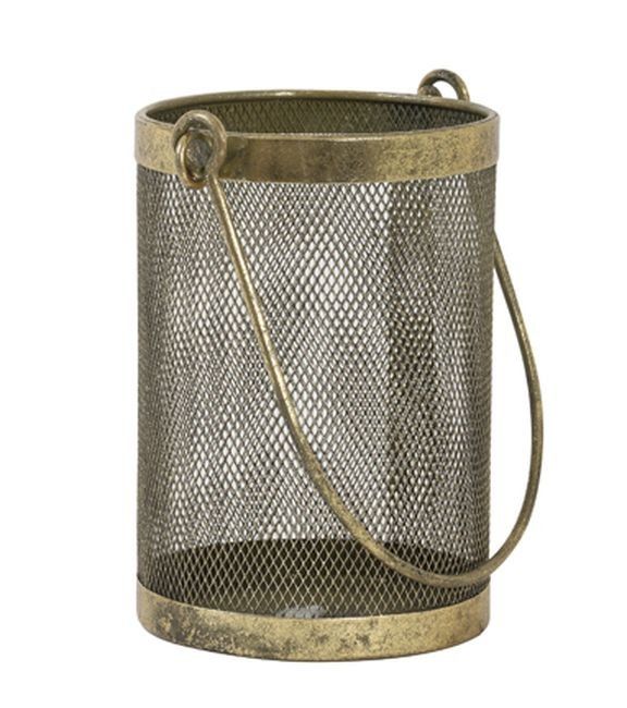 Bronzovo-zlatá antik kovová lucerna Tempan - Ø 10*14 cm Light & Living - LaHome - vintage dekorace