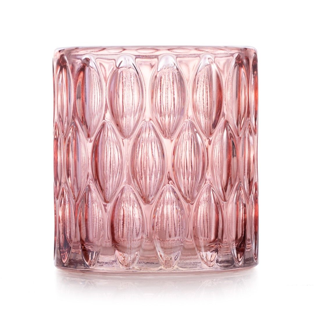 Pudrově růžový skleněný svícen VIGO - Výprodej Povlečení
