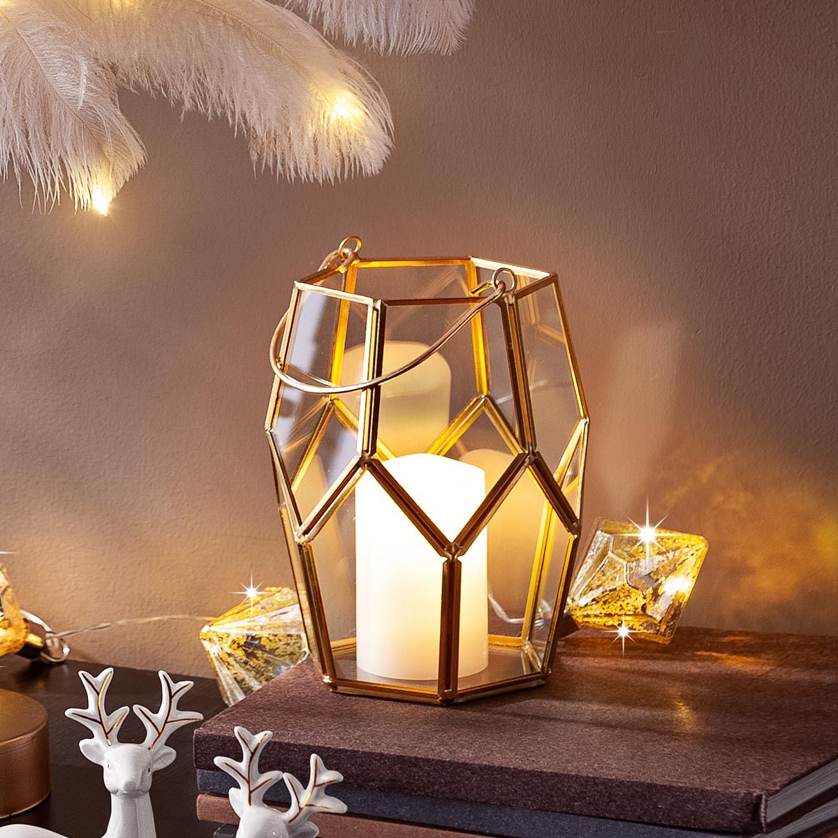 Weltbild Skleněná lucerna s LED svíčkou - Velký Košík