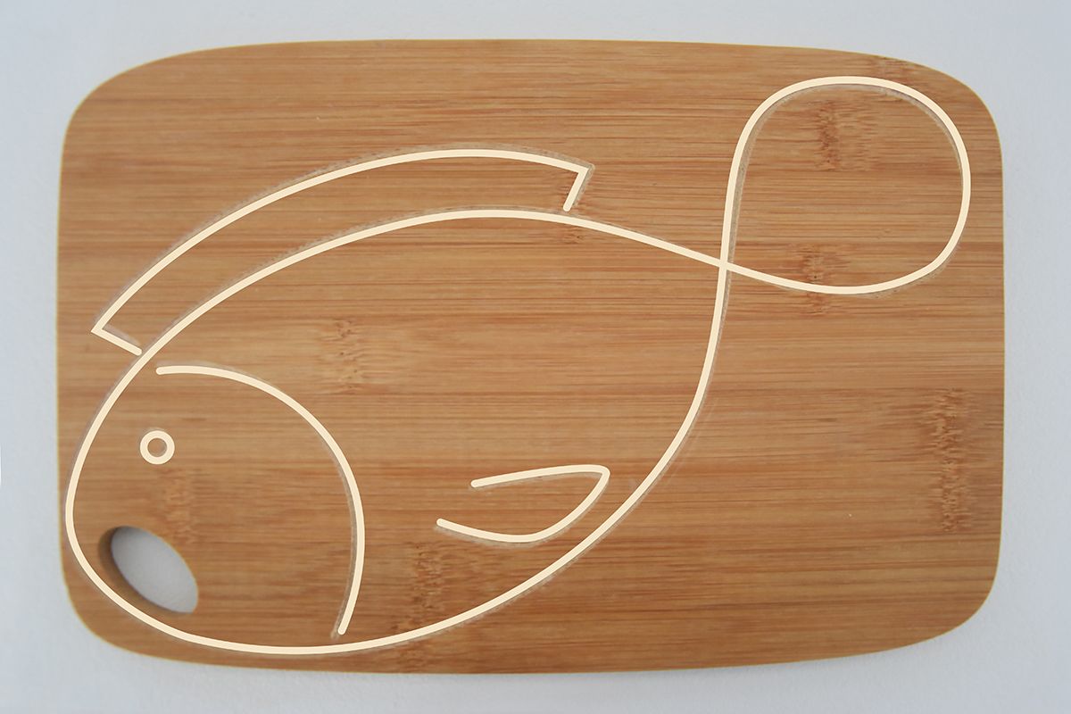 Vingo Bambusové prkénko s motivem ryby - 30 x 20 cm - Vingo