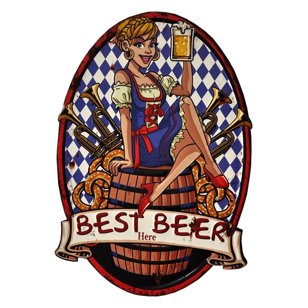 Nástěnná kovová cedule Here Best Beer - 45*1*65 cm Clayre & Eef - LaHome - vintage dekorace