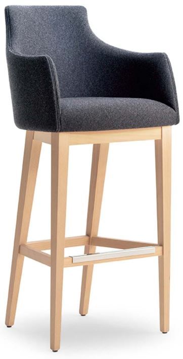 ACCENTO - Barová židle ALBERT ONE SG SC ARM - dřevěná podnož, s područkami - 