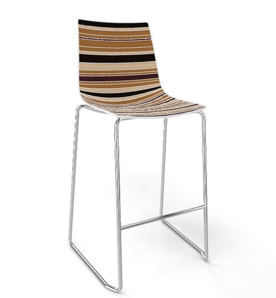 GABER - Barová židle COLORFIVE ST - nízká, hnědobéžová/chrom - 
