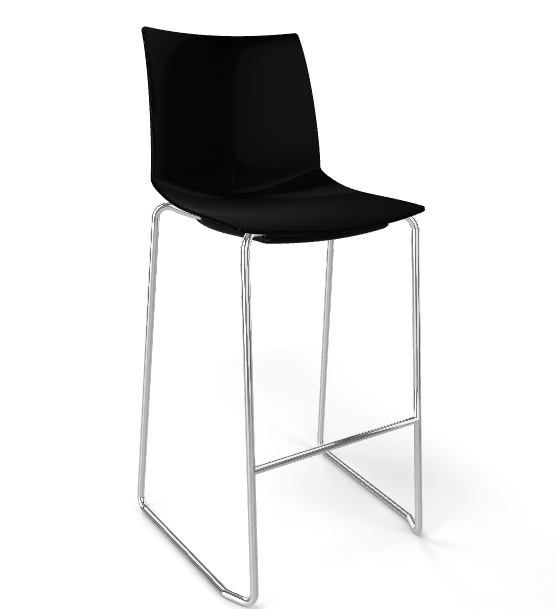 GABER - Barová židle KANVAS ST 76 - vysoká, černá/chrom - 
