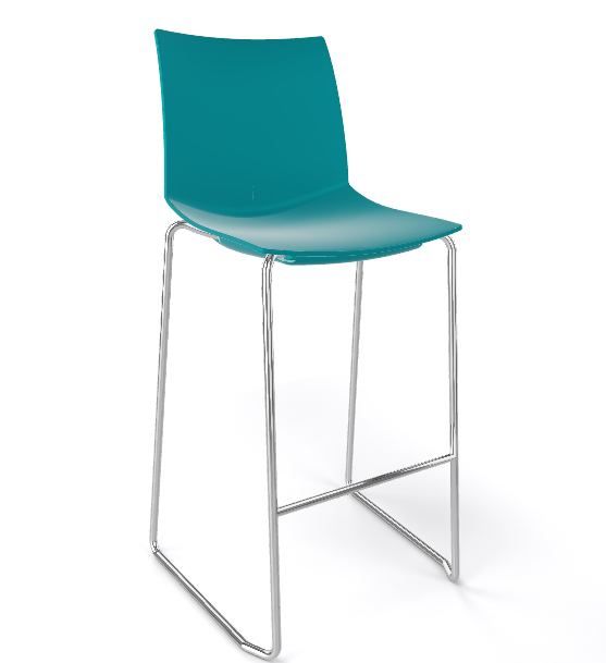 GABER - Barová židle KANVAS ST 76 - vysoká, tyrkysová/chrom - 