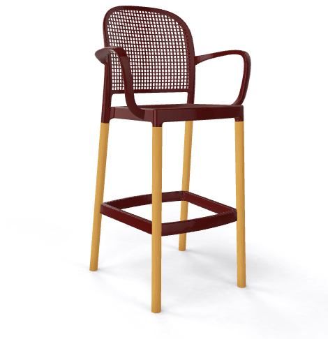 GABER - Barová židle PANAMA BLB - vysoká, tmavě hnědá/buk - 