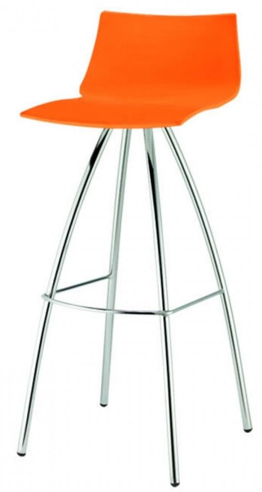 SCAB - Barová židle DAY nízká - oranžová/chrom - 