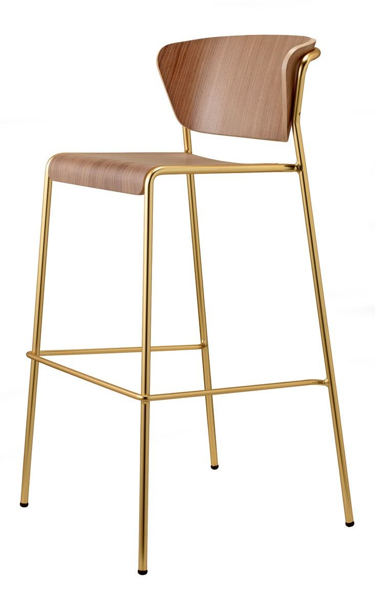 SCAB - Barová židle LISA WOOD vysoká - ořech/mosaz - 