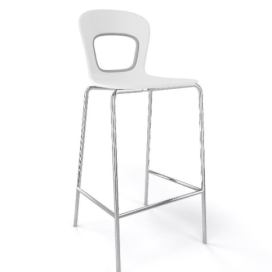 GABER - Barová židle BLOG - nízká, bílošedá/chrom