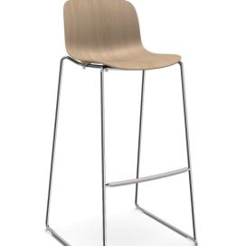 MAGIS - Barová židle TROY s dřevěným sedákem a ližinovou podnoží