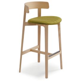 MIDJ - Dřevěná barová židle Maya s čalouněným sedákem