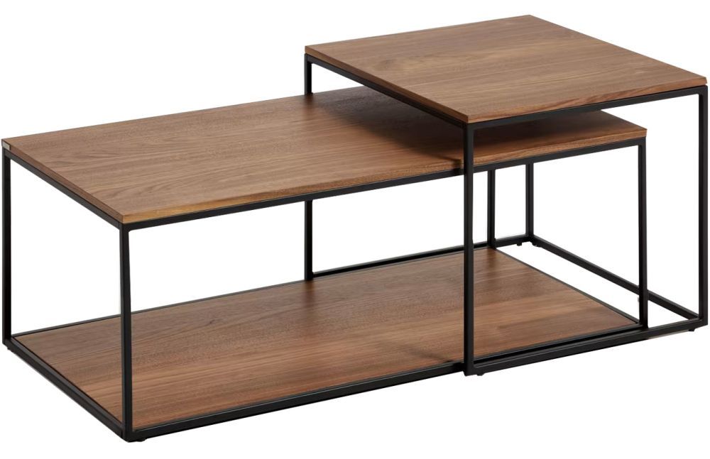 Set dvou ořechových konferenčních stolků Kave Home Yoana 100x50/ 50x55 cm - Designovynabytek.cz