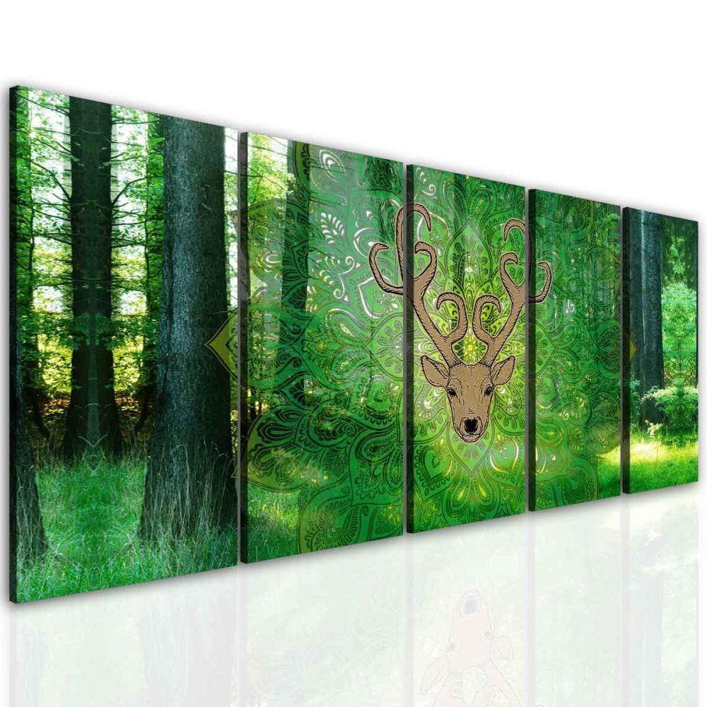 Obraz jelen v mandale Velikost (šířka x výška): 100x50 cm - S-obrazy.cz