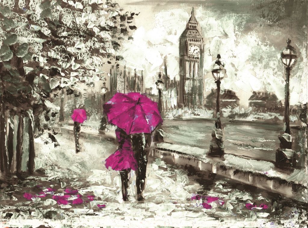 Obraz Londýn v dešti Purple Velikost (šířka x výška): 60x40 cm - S-obrazy.cz