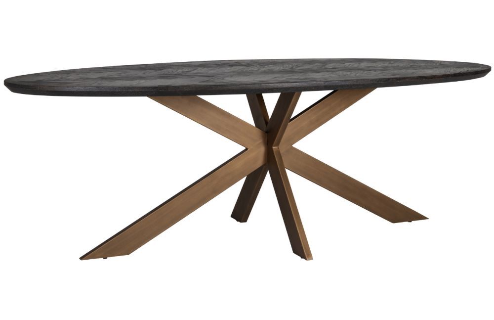 Černo mosazný dubový jídelní stůl Richmond Blackbone 260 x 120 cm - Designovynabytek.cz