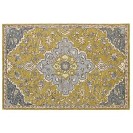 Vlněný koberec 160 x 230 cm žlutý/modrý MUCUR