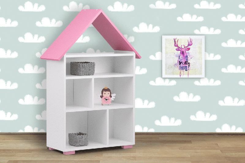 Vingo Dětský domečkový regál - růžový, 117 cm - Vingo
