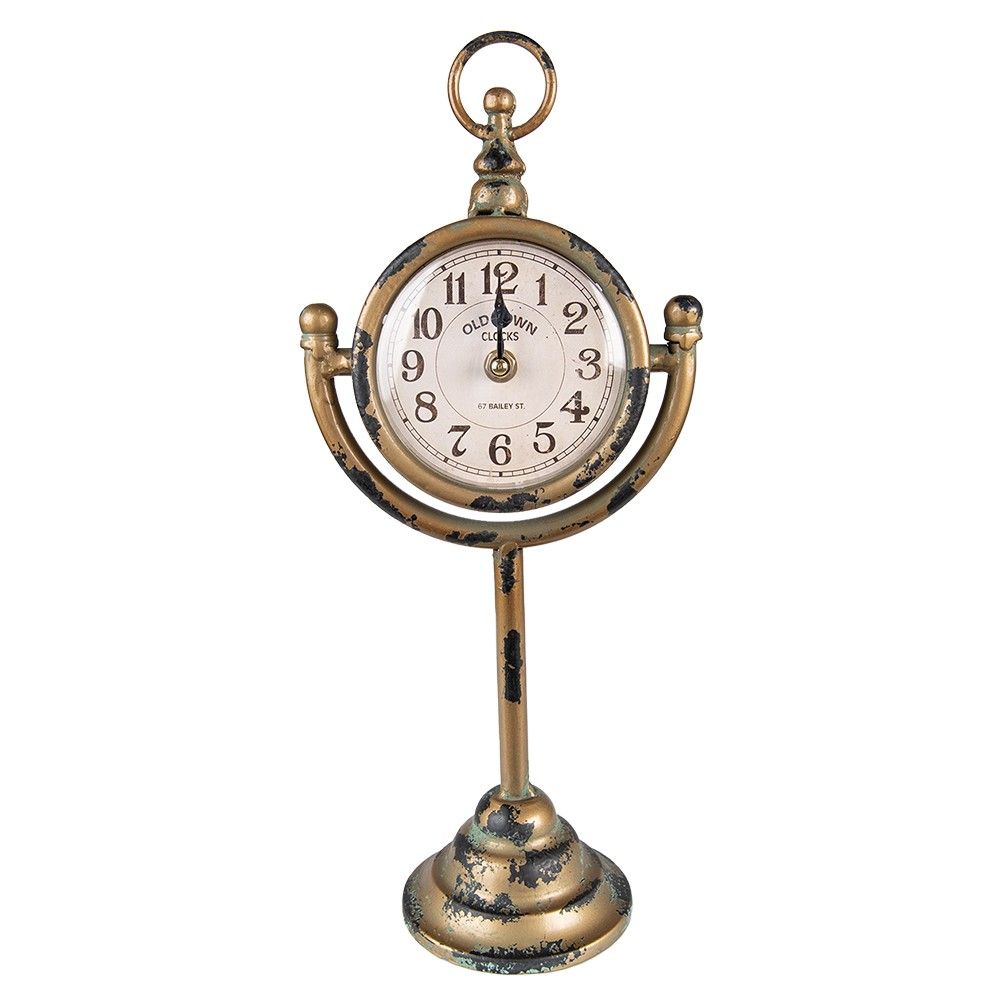 Bronzové antik stolní hodiny s výrazným odřením - 17*11*38 cm / 1xAA Clayre & Eef - LaHome - vintage dekorace