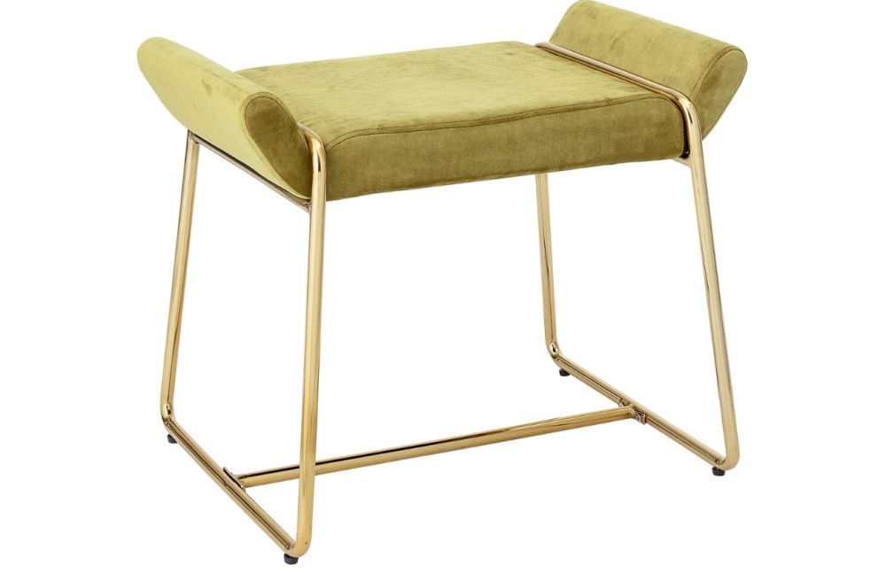 Zeleno žlutá sametová stolička Bloomingville Megan 60 x 36 cm - Designovynabytek.cz