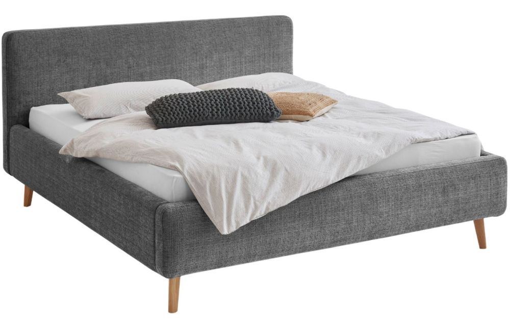 Antracitově šedá látková dvoulůžková postel Meise Möbel Mattis 160 x 200 cm s úložným prostorem - Designovynabytek.cz