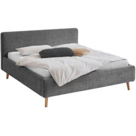 Antracitově šedá látková dvoulůžková postel Meise Möbel Mattis 160 x 200 cm s úložným prostorem
