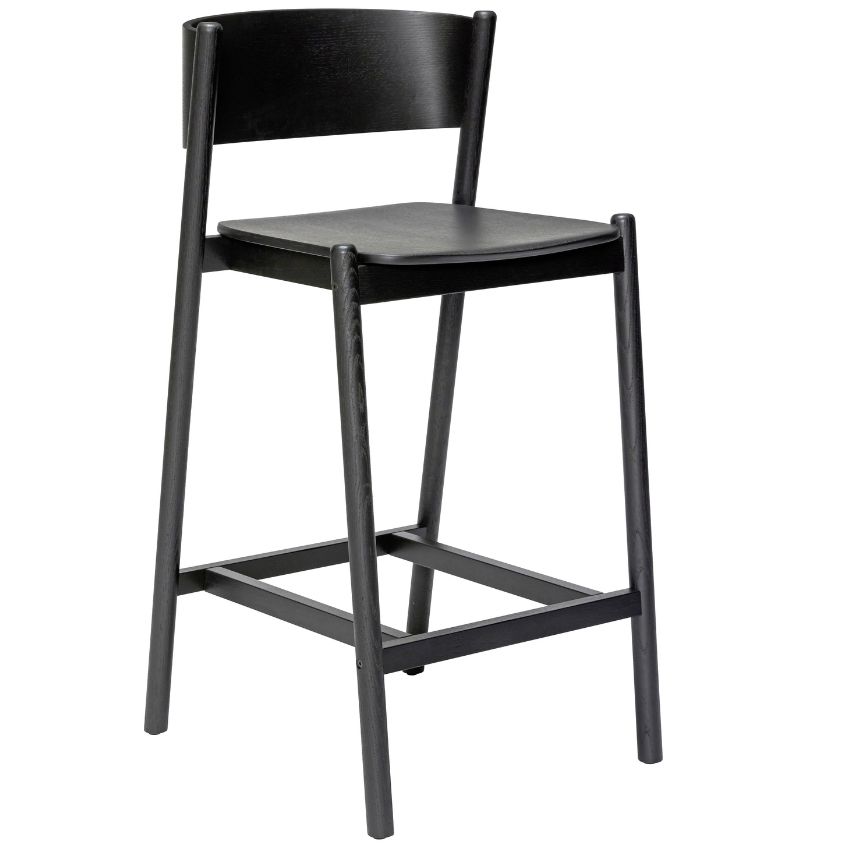 Černá dubová barová židle Hübsch Oblique 103 cm - Designovynabytek.cz