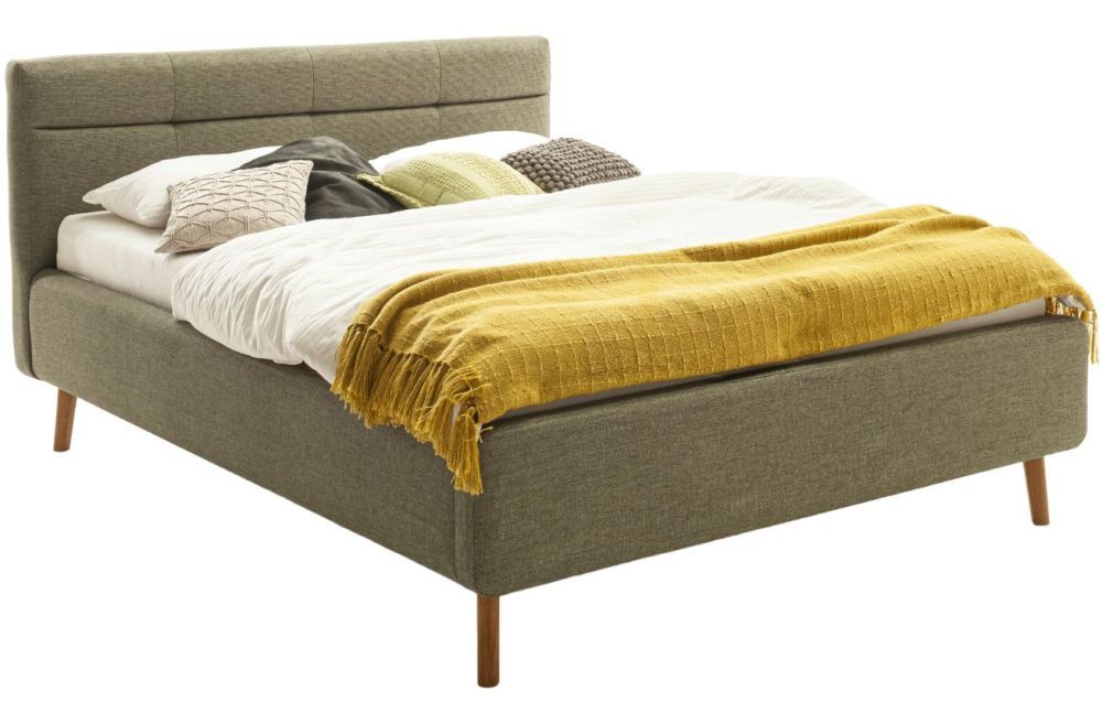 Zelená látková dvoulůžková postel Meise Möbel Lotte 140 x 200 cm s úložným prostorem - Designovynabytek.cz