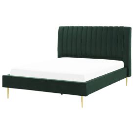 Sametová postel 140 x 200 cm zelená MARVILLE