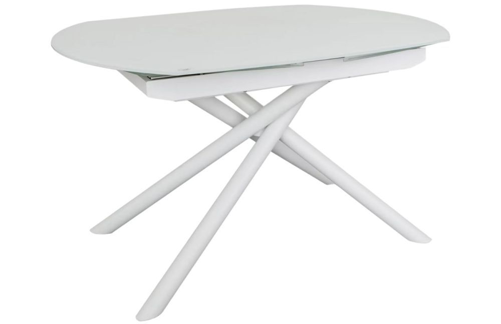 Bílý skleněný rozkládací jídelní stůl Kave Home Vashti 160/190 x 100 cm - Designovynabytek.cz