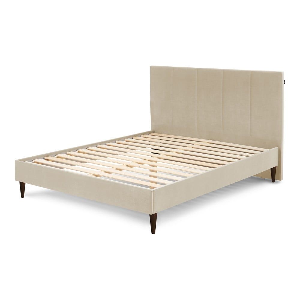 Béžová čalouněná dvoulůžková postel s roštem 180x200 cm Vivara – Bobochic Paris - Bonami.cz