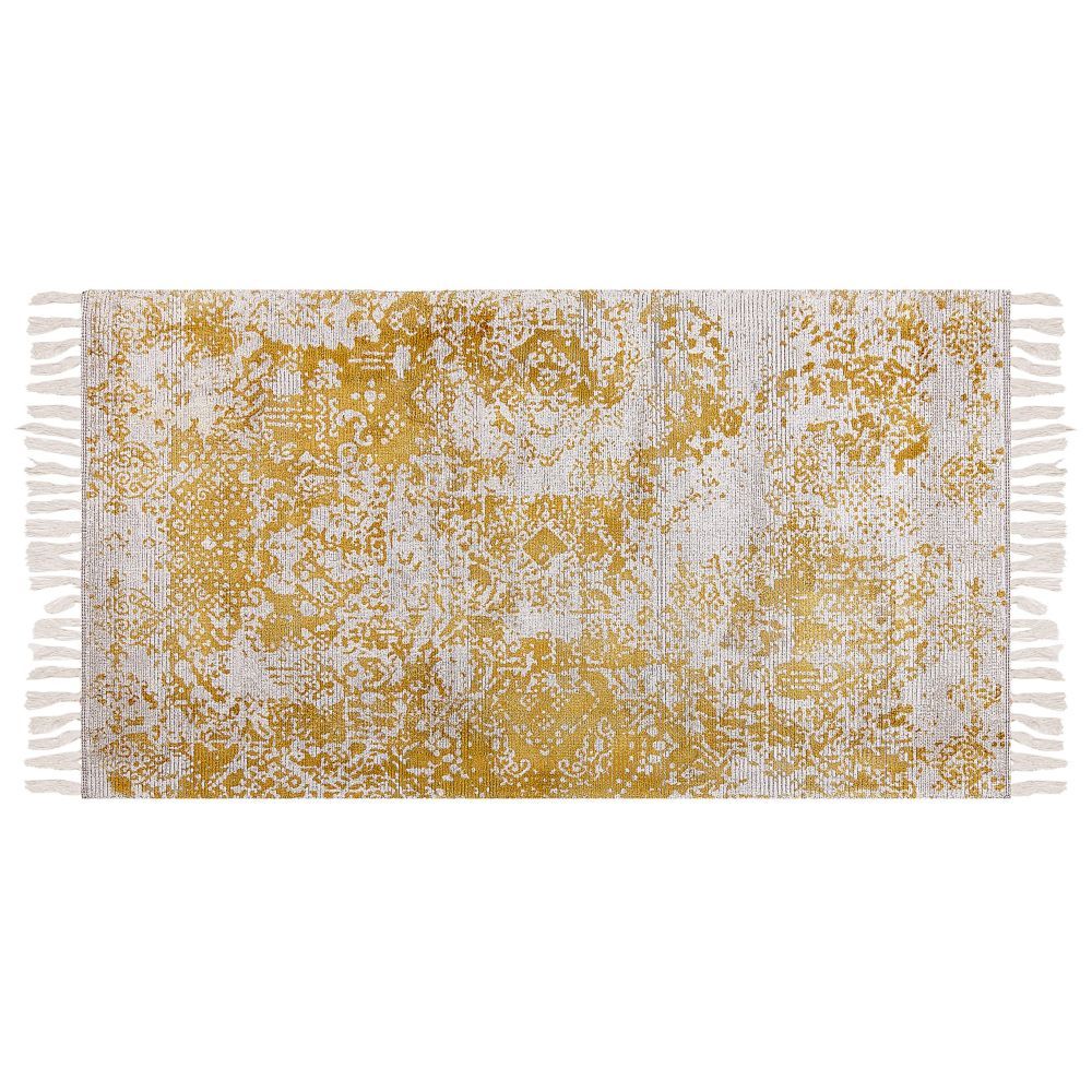 Vintage koberec 80 x 150 cm žlutý/ béžový BOYALI - Beliani.cz